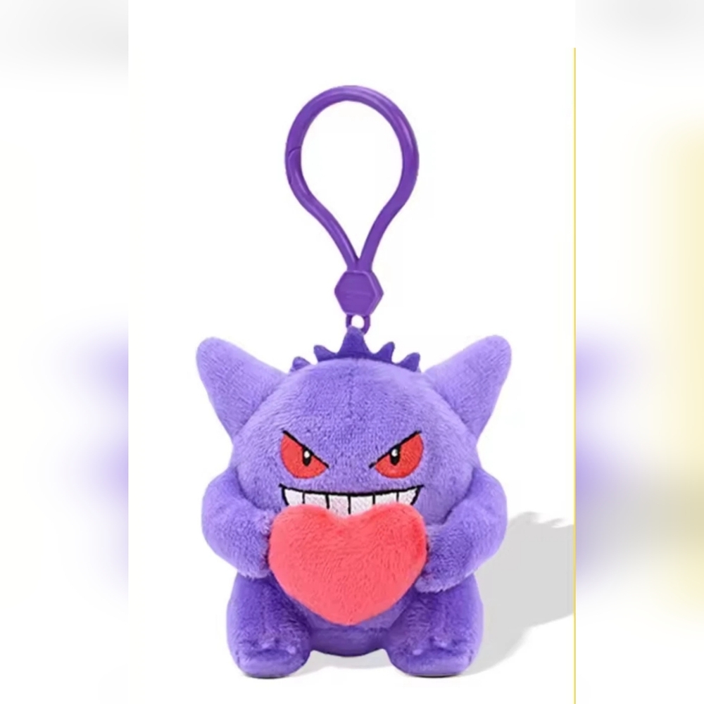 Purple Ghost Plush Keychain with Heart - Kids Toy